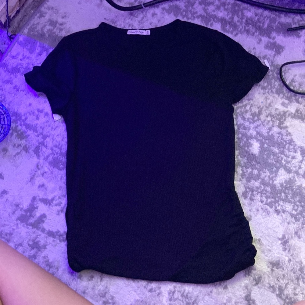 black tee with slits on side